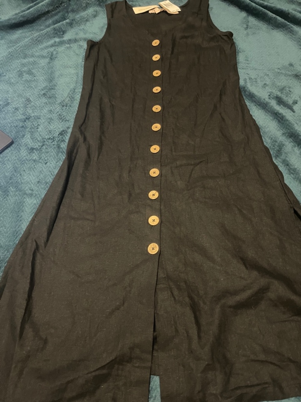 Philosophy Sleeveless Button-Front Black Linen  Blend Dress size 8